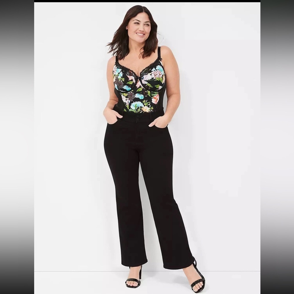 Lane Bryant Cacique Floral Lace Corset Bustier Bra 46DD